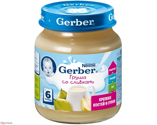 Пюре Груша со сливками для детей с 6 месяцев, Gerber, 125 гр.