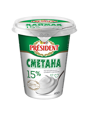  Сметана 15% President, FoodMaster, 400 гр
