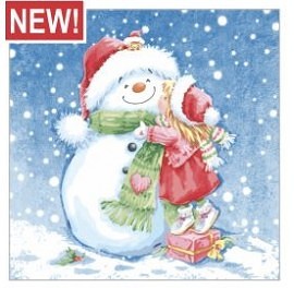 Салфетки бумажные Новогодние Девочка и снеговик 33х33 см 2-х сл., Bouquet, 20 шт