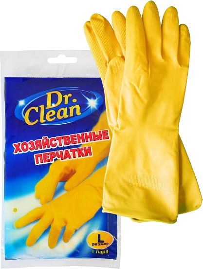 Перчатки хозяйственные размер M/средн., Dr. Clean, 1 пара 