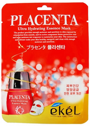 Тканевая маска для лица с экстрактом плаценты Placenta, Ekel 