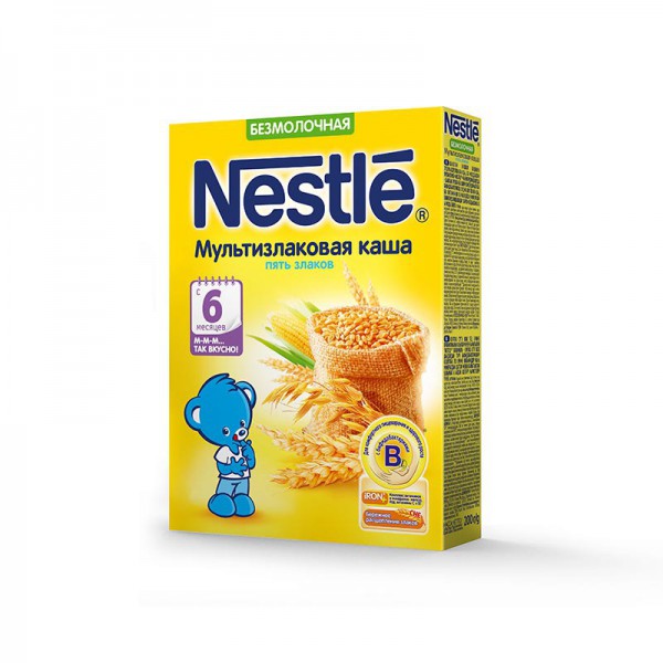 Каша мультизлаковая 5 злаков безмолочная  с 6 месяцев, Nestle, 200 гр