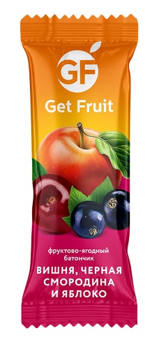 Фруктово-ягодный батончик Вишня, черная смородина и яблоко, Get Fruit, 30 гр