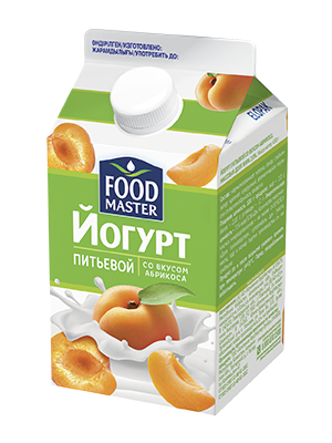Йогурт питьевой со вкусом абрикоса 2% (тетрапак), FoodMaster, 450 гр
