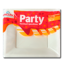 Paclan Party тарелки пластиковые белые квадратные 180 мм, 6 шт.