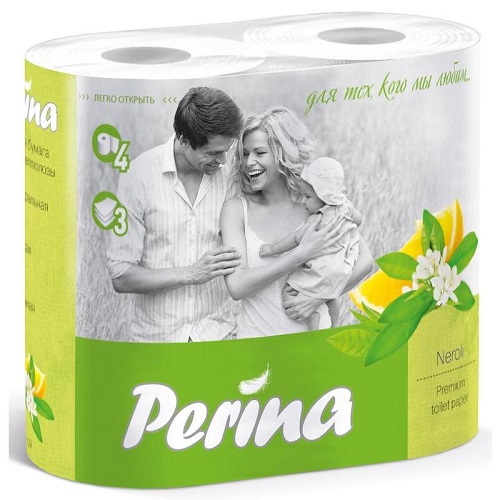 Туалетная бумага с ароматом цветков апельсина 3-х сл, Perina, 4 рул.