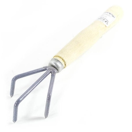 Рыхлитель 3-х зубый с деревянной ручкой (серый) (Россия)