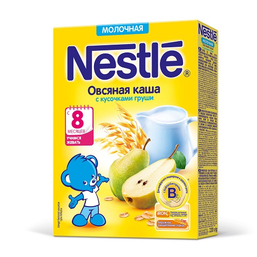 Каша молочная овсяная с кусочками груши с 8 месяцев, Nestle, 220 гр