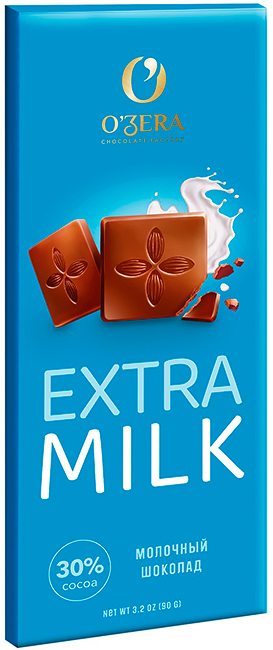 Шоколад «O`Zera» Extra milk молочный, Яшкино, 90 гр