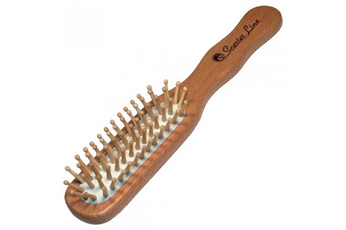 Расческа для волос массажная с деревянными зубцами, Scarlet line (5206)