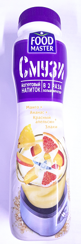 Йогуртовый напиток Смузи Манго-ананас-красный апельсин-злаки 1,1%, FoodMaster, 290 гр.
