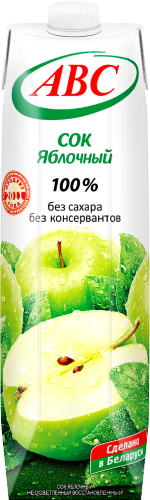 Сок 100% яблочный, ABC, 1 л.
