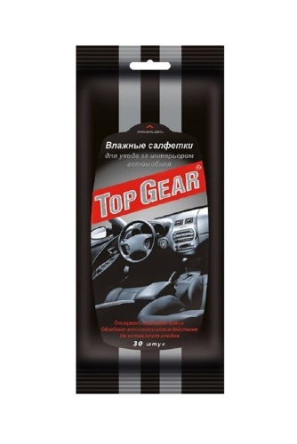 Салфетки влажные для ухода за интерьером автомобиля, Top Gear, 30 шт