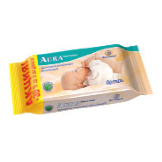 Aura Ultra Comfort  Детские влажные салфетки, 63 шт