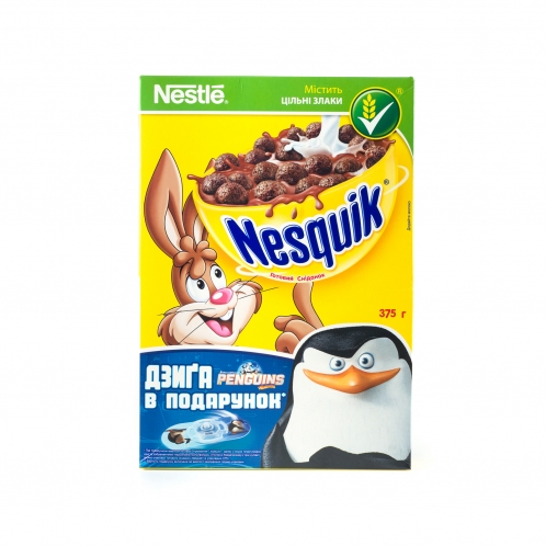 Готовый шоколадный завтрак Шарики Пингвины + игрушка в подарок, Nesquik 375 гр