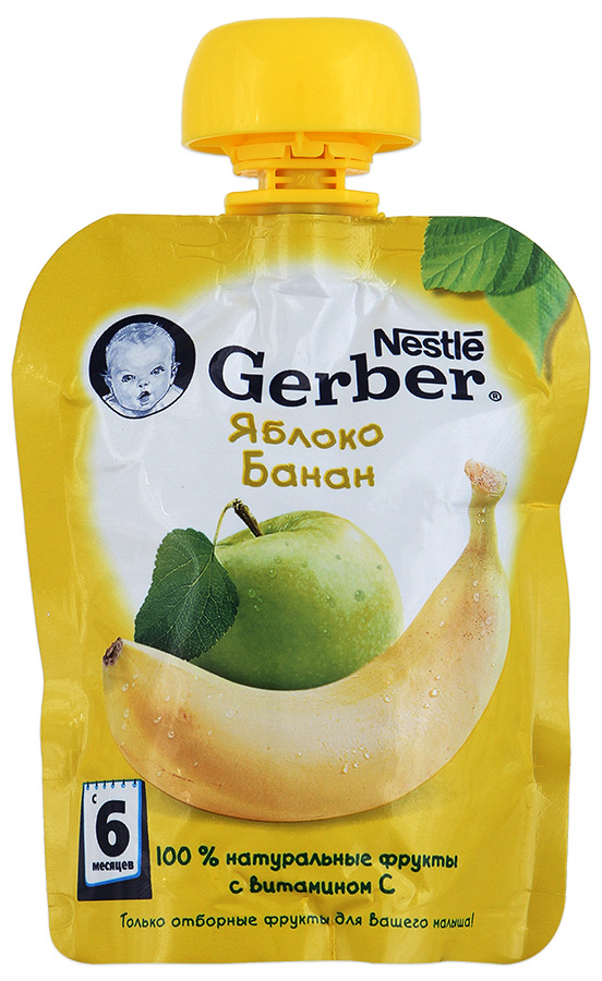 Пюре Яблоко Банан для детей с 6 месяцев, Gerber, 90 гр
