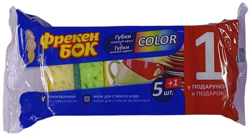 Губка кухонная Color, Фрекен Бок, 5 шт+1 шт