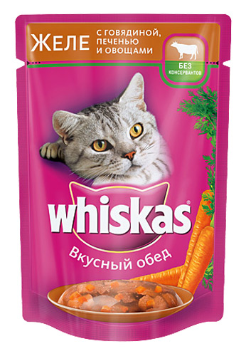 Корм для кошек Говядина и печень Паштет, Whiskas, 85 гр