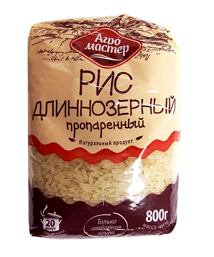 Рис длиннозерный пропаренный, Агро Мастер, 800 гр