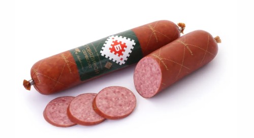 Колбаса варено-копченая Сервелат с говядиной, Брестский мясокомбинат, 0,370 кг