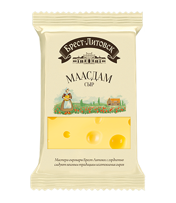 Сыр полутвердый "Маасдам" 45%, Брест-Литовск, 200 гр