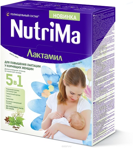Продукт сухой специализированный для повышения лактации у кормящих женщин Лактамил, NutriMa, 350 гр.