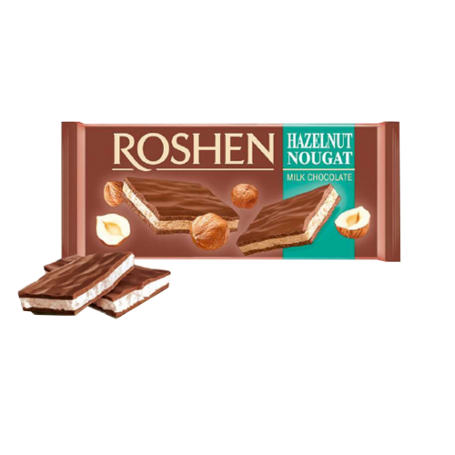 Шоколад молочный с ореховой нугой, Roshen, 90 гр