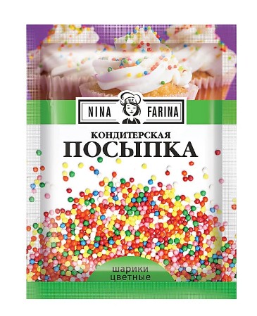 Посыпка кондитерская Цветные шарики (мини) Nina Farina, Яшкино, 15 гр