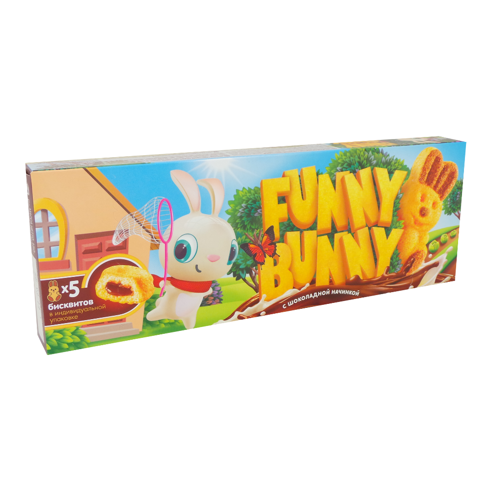 Funny Bunny Фигурные пирожные в форме зайца с шоколадной начинкой, 5*30 гр