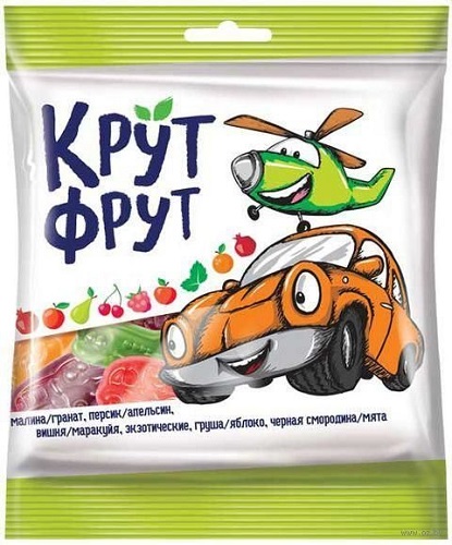 Мармелад жевательный с соком ягод и фруктов Машинки, Крут Фрут, 30 гр 