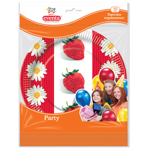 Eventa Party тарелки бумажные Клубника, 10 шт.