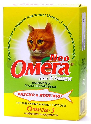 Витамины для кошек Омега-3 Морские водоросли, Neo Омега, 90 шт + 30%