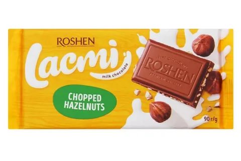 Шоколад молочный Lacmi с дробленным фундуком, Roshen, 90 гр
