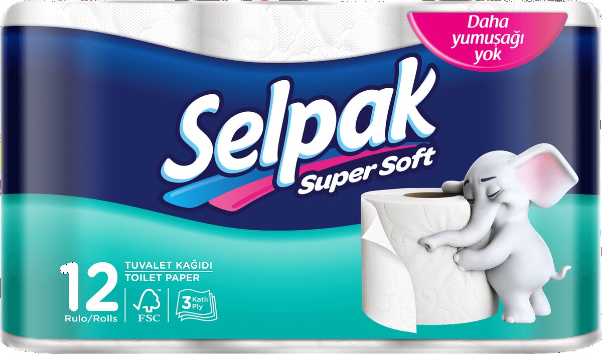Туалетная бумага белая 2-х сл. Mega rolls, Selpak Comfort, 12 рул.