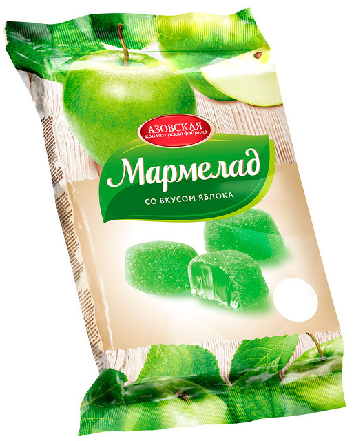 Мармелад со вкусом яблока, Азовская кондитерская фабрика, 300 гр