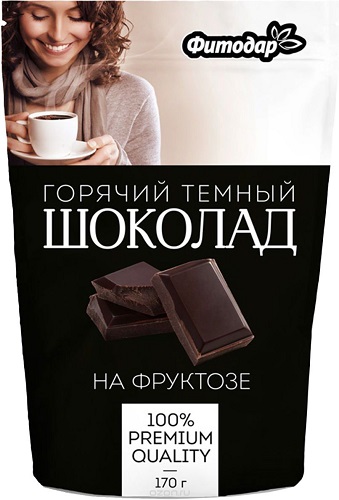 Шоколад горячий темный на фруктозе, Фитодар, 170 гр.