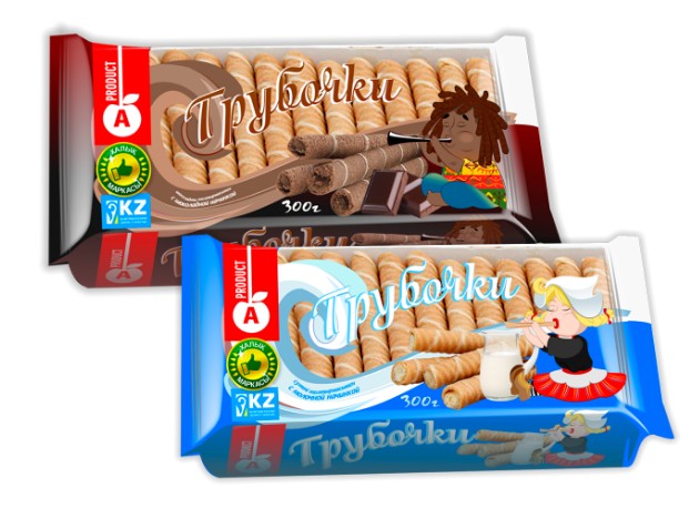 Трубочки вафельные с шоколадной начинкой, A-Product, 300 гр 