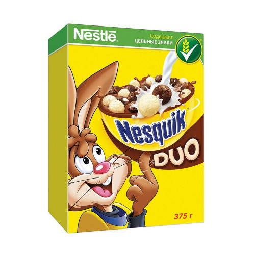 Готовый шоколадный завтрак Шарики (белые и темные, коробка), Nesquik Duo, 375 гр