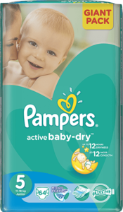 Подгузники №5 11-16 кг., Pampers Active Baby, 64 шт.