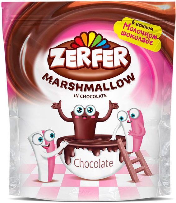 Жевательный зефир Маршмеллоу в молочном шоколаде, Zerfer, 80 гр