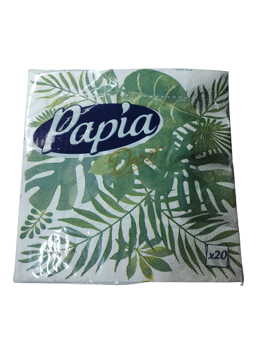 Салфетки бумажные столовые 33х33 см. 3-х сл. (Пальмовые листья), Papia, 20 шт