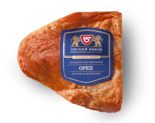 Продукт из свинины копчено-вареный Орех, Омский бекон, 0,480 кг