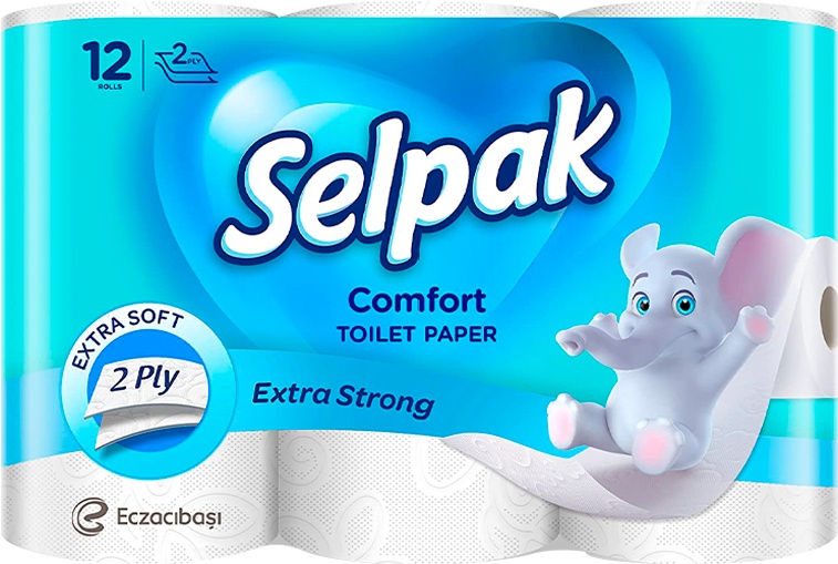 Туалетная бумага белая 2-х сл., Selpak Comfort, 12 рул.