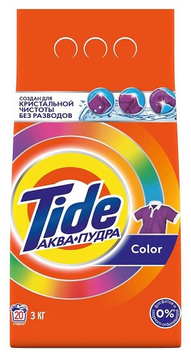 Порошок стиральный автомат для цветного белья Color, Tide Аква-пудра, 3 кг.