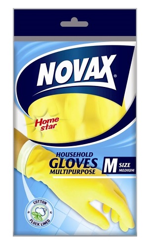 Перчатки резиновые упрочненные M/средн., Novax, 1 пара