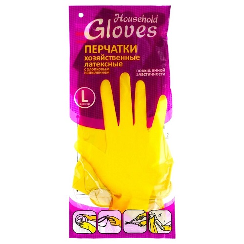 Перчатки резиновые L\больш., Household Gloves, 1 пара