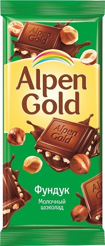 Шоколад молочный Фундук, Alpen Gold, 85 гр.