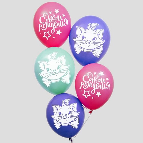 Воздушные шары «С Днем Рождения», Коты Аристократы, 5 шт