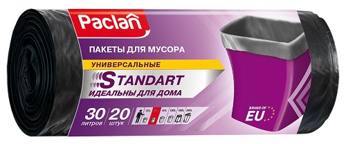 Пакеты для мусора Standart 30 литров, Paclan, 20 шт