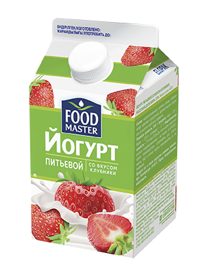 Йогурт питьевой со вкусом клубники 2% (тетрапак), FoodMaster, 450 гр